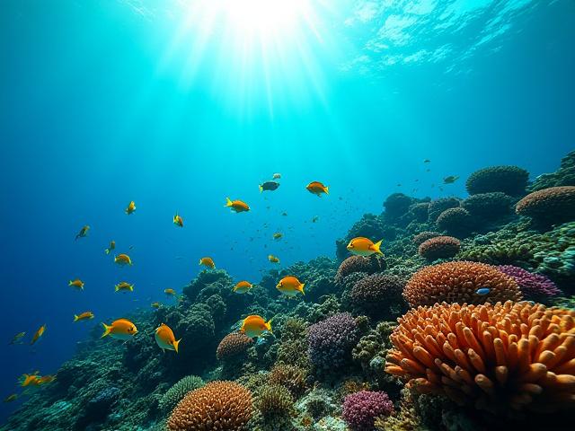 Arrecife de coral vibrante con peces de colores en una foto submarina de alta resolución